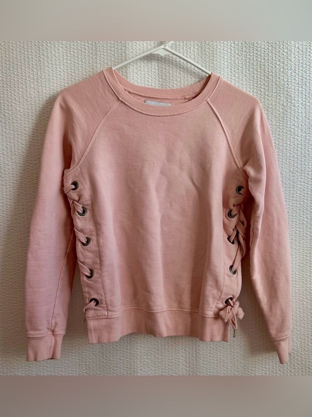Sincerely Jules Harper Pink Lace Up Side Crewneck Sweatshirt Pullover Size XS